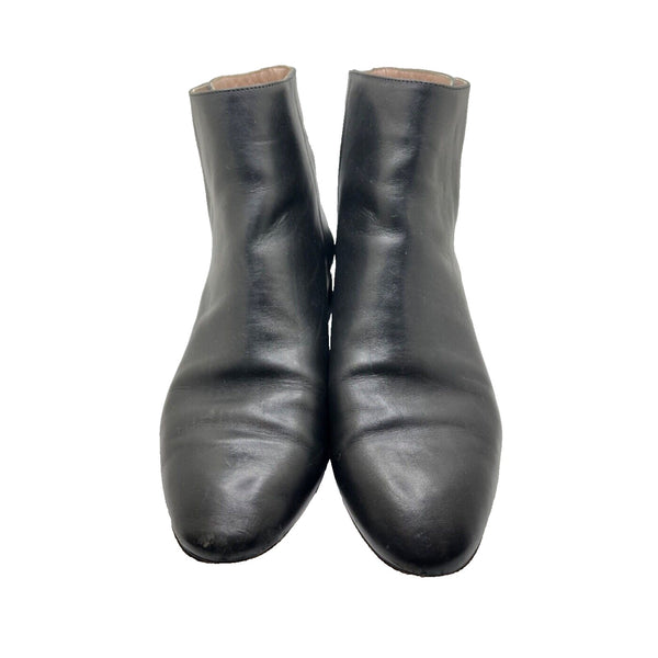 Chloe Double Buckle Black Flat Ankle Boot Gold Hardware Sz. 36.5 Made in Italy