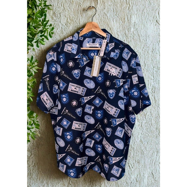 New York Yankees Tommy Bahama Island Zone Shirt Blue MLB Print XL NWT Rare
