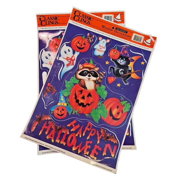 Halloween Decor Wild Pumpkins 1994 Classic Clings Window Clings Stickers NOS