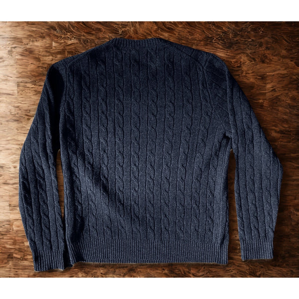 Brooks Brothers English Lambswool Cable Knit Sweater Blue Men’s Size L