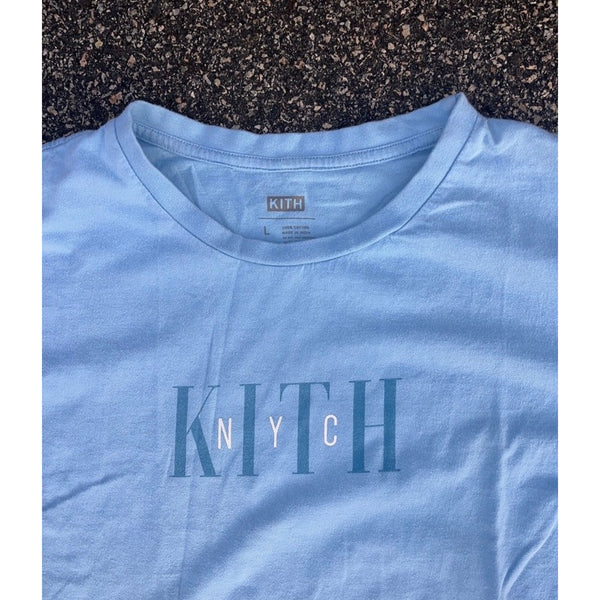 Kith NYC Logo T Shirt Men's Large Blue Streetwear Graphic Tee Rare Cotton EUC
