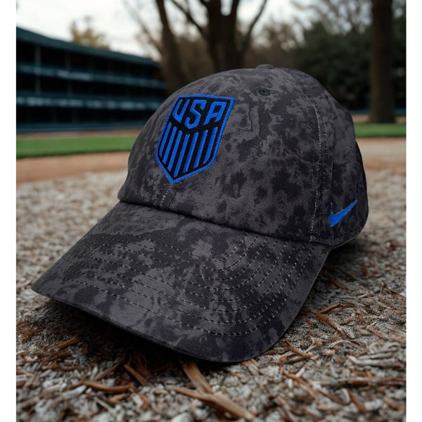 Nike USA USMNT Heritage86 Dri-FIT Adjustable Strapback Hat Black Wave Print Cap