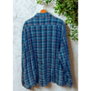 Faherty Brand Mens 2XL 100% Linen Indigo Blue Plaid Button Down Beach Shirt