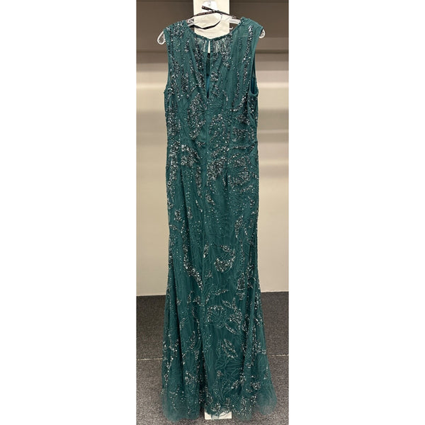 Montage by Mon Cheri M2239 Jewel Neck Keyhole Back Spruce Dress Sz. L (SAMPLE)