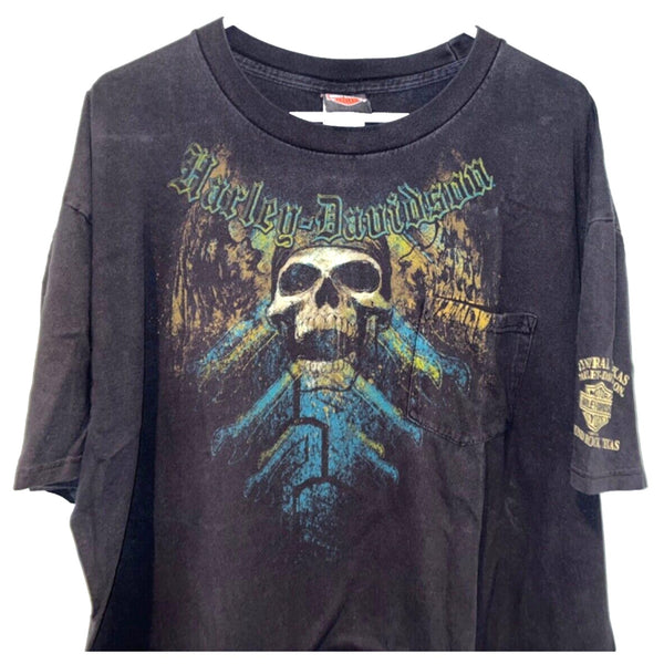 Harley Davidson Skull Round Rock Texas 2XL Biker T Shirt Tee