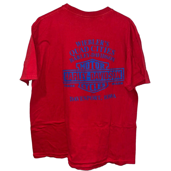 Harley Davidson Davenport Iowa Patriotic Skull XL Rare Biker T Shirt Tee