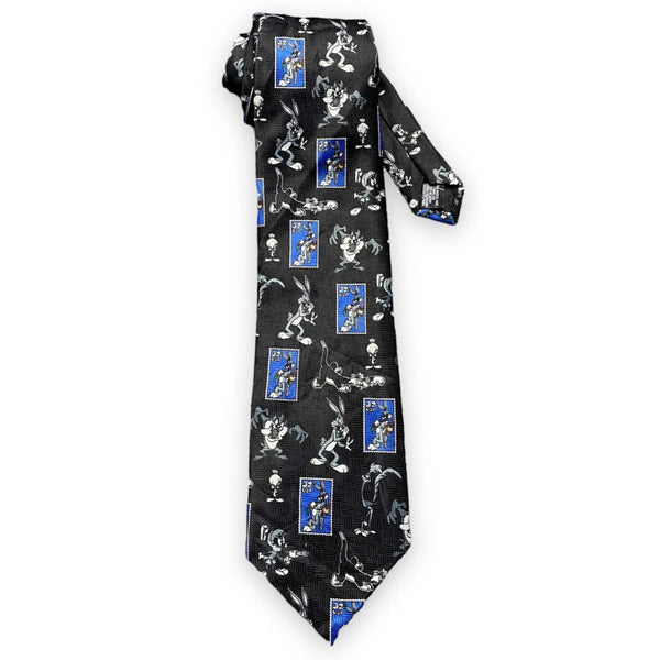 Looney Tunes USPS Stamp Collection Bugs Taz Tweety Marvin Novelty Tie 1997 Vtg