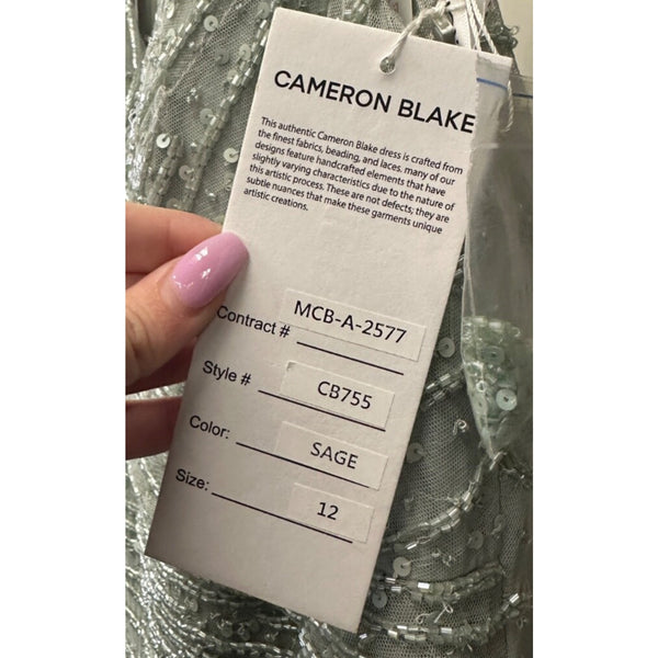 Cameron Blake CB755 - Beaded Sheath Formal Dress Sz. 12 (SAMPLE)