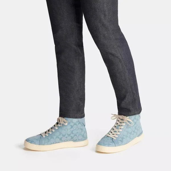 Coach Clip High Top Sneakers CH088 Signature Chambray Men’s Sz 10D NIB