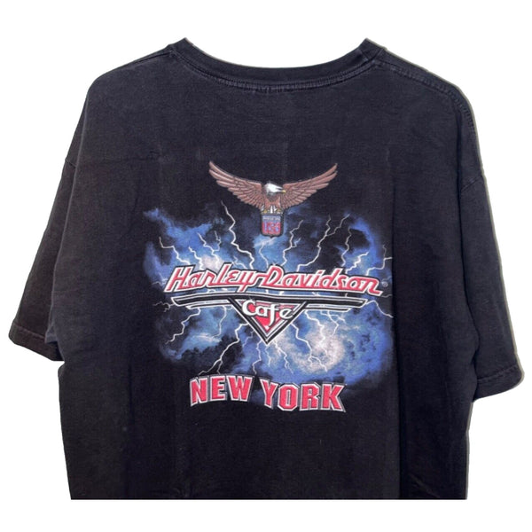 Harley Davidson Cafe New York Motorcycle XL No Tag 22x29 Biker T Shirt Tee Y2K