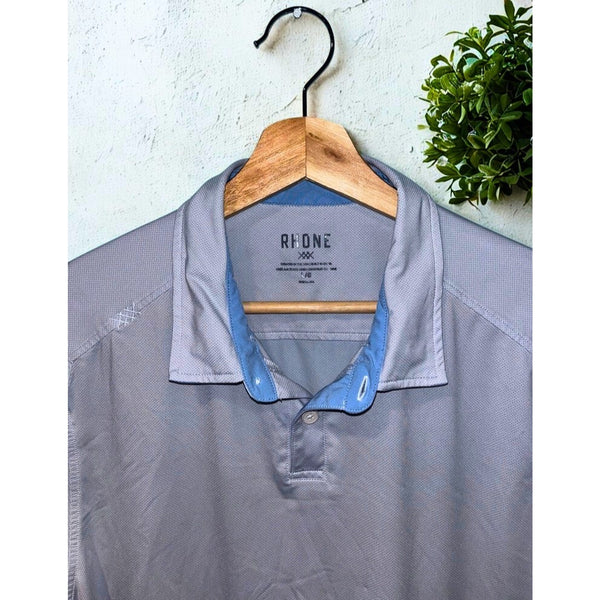 Rhone Delta Pique Polo Baby Blue Men’s Large EUC Performance Golf Shirt 101132