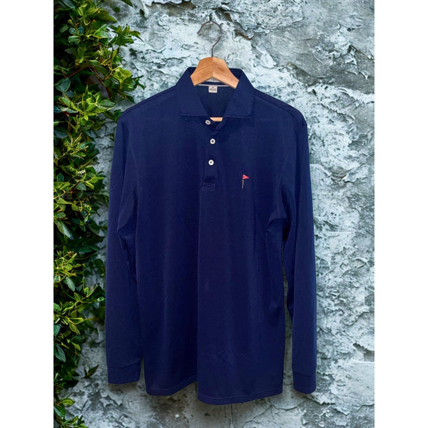 Holderness & Bourne LS Polo Men’s M Navy Tailored Fit Watchung Valley Golf Club