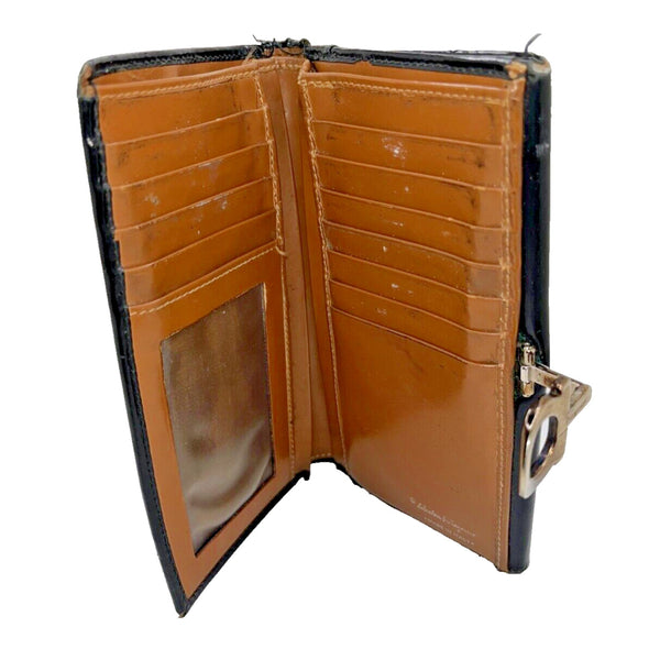 Salvatore Ferragamo Wallet Ganchini Black Brown Silver Woman Authentic Used