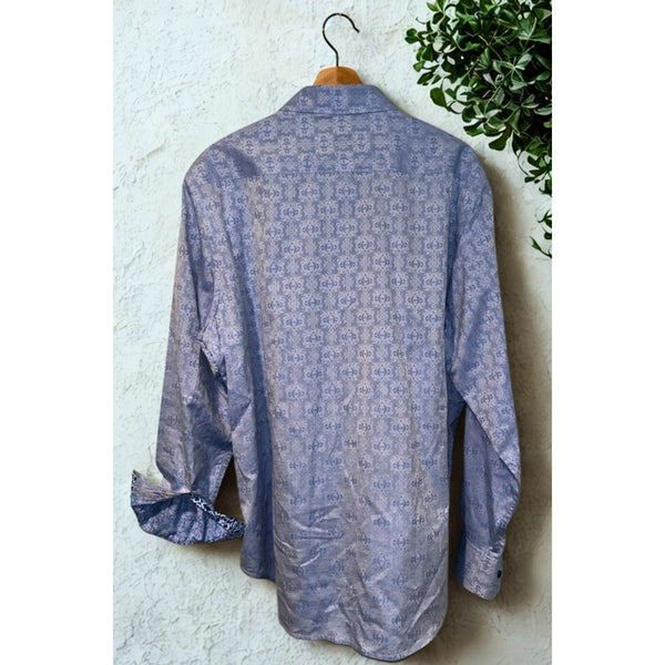 Robert Graham Paisley AOP Flip Cuff Shirt XL Blue Classic Fit Button Up EUC