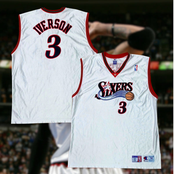 Philadelphia 76ers Allen Iverson #3 Champion Jersey 3XL 56 VTG Authentic