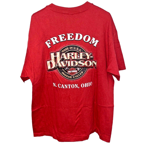 Harley Davidson Freedom North Canton Ohio XL Hanes Beefy-T Biker T
