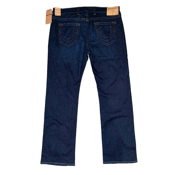 True Religion Ricky Straight Jeans Wanted Man Dark Wash Mens 42x34 Stretch USA