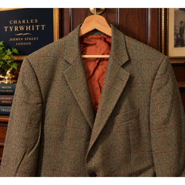 Charles Tyrwhitt Wool Windowpane Tweed Blazer Sport Coat 44R Woven in England