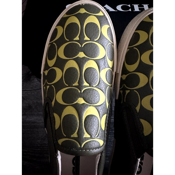 Coach CA283 Printed Pebble Skate Sneakers Army Green Men’s Sz 9.5D NIB