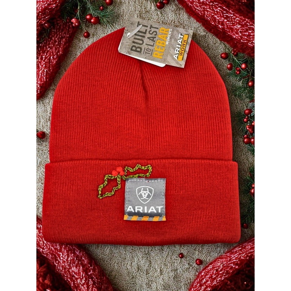 Ariat Rebar Christmas Embroidered Women’s Beanie 3M Thinsulate Stretch Elite NWT