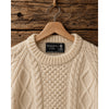 Standun Aran Irish Wool Fisherman Cable Knit Sweater Men's S Cream Handmade