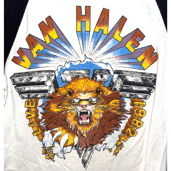 Van Halen Tour Live 3/4 Sleeve Thin T Shirt Anvil Adult Size S Vintage 1982