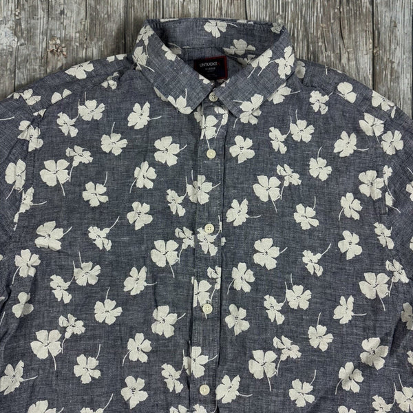 UNTUCKit Bonner Short-Sleeve Linen Floral Shirt XL 41846BLU EUC