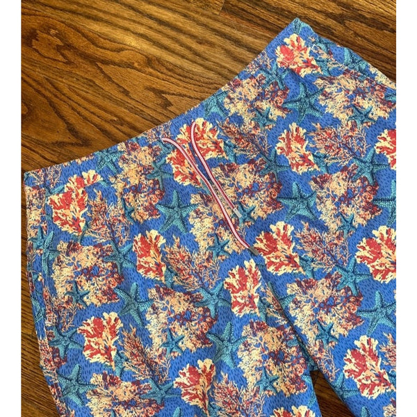 Peter Millar Seaside Collection Swim Trunks Mens XL Coral Reef Starfish Beach NW