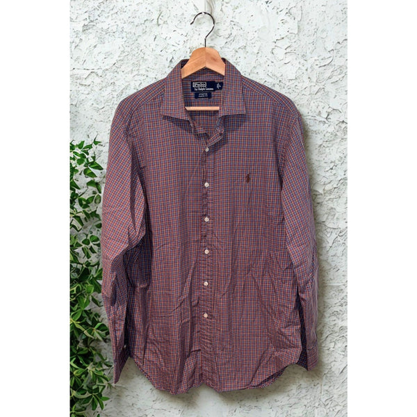 Polo Ralph Lauren Stanton Classic Fit Shirt Mens L Plaid Button Up Cotton