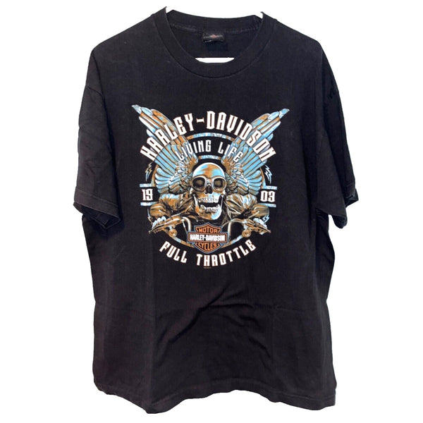 Harley Davidson Living Life Full Throttle Black Jack Florance SC M Biker T Shirt