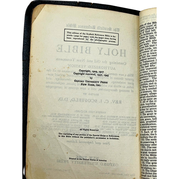 Holy Bible KJV Scofield Reference Edition Leather Oxford University Press 1945