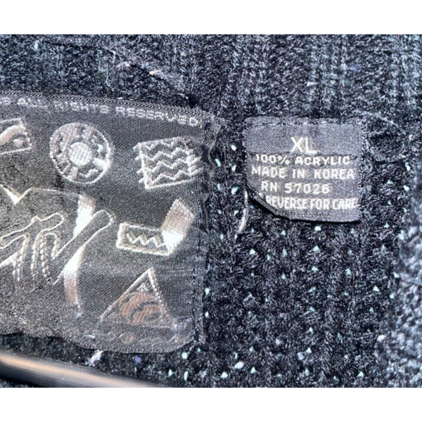 MTV Sweater Cable Knit 1989 Music Grunge Vintage Black Sz. XL