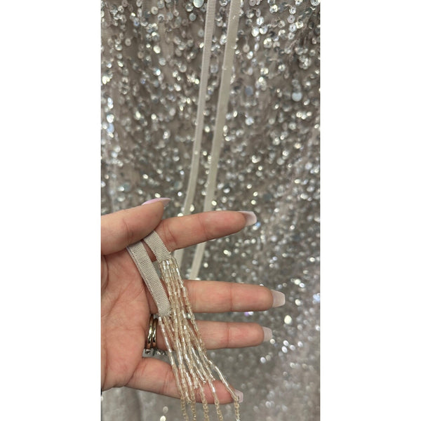 Adrianna Papell 40318 Allover Sequin Dress Morganite Sz. 14 (SAMPLE)