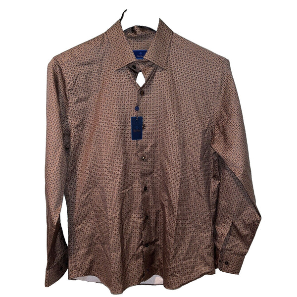 David Donahue Vicuna Geometric Print Sport Shirt Men's M NWT MSRP $165