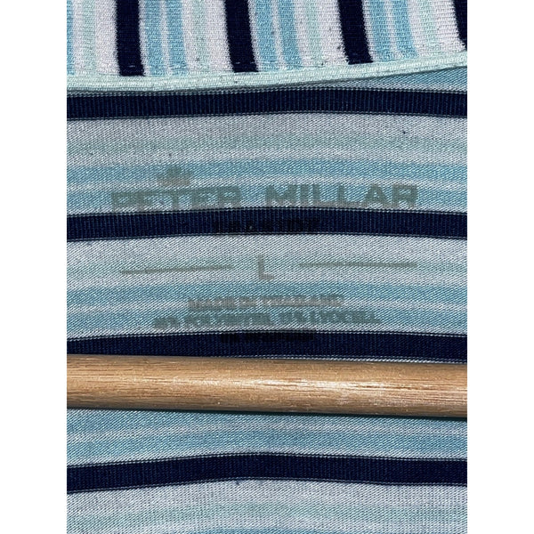 Peter Millar Crown Seaside Stripe Polo L Drirelease Baltusrol Golf Logo