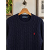 Polo Ralph Lauren Wool Cashmere Cable Knit Crewneck Sweater Men's Large Navy