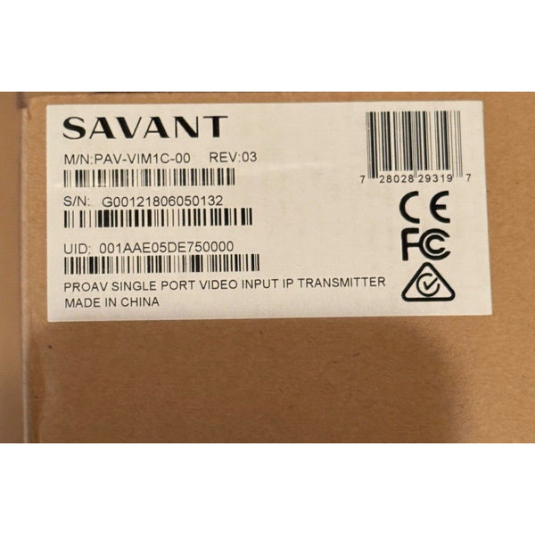Savant PAV-VIM1C-01 IP Video Single Input Trasmitter 4K k88