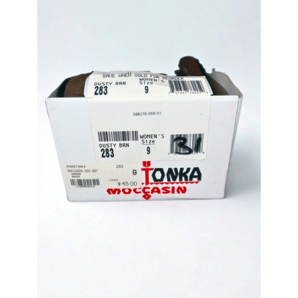 Minnetonka 283 Back Zip Fringe Ankle Boots Suede Brown Women’s Sz 9 w/ Box