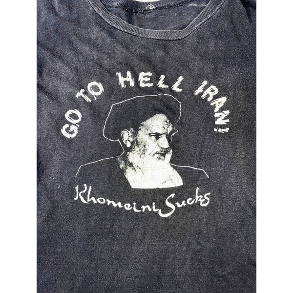 Iran Hostage Crisis Khomeini Graphic T Shirt 70s 80s Distressed M Vintage