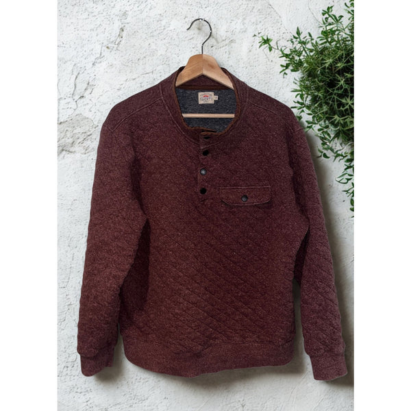 Faherty Epic Quilted Fleece Pullover Burgundy Mens Large Snap Pocket