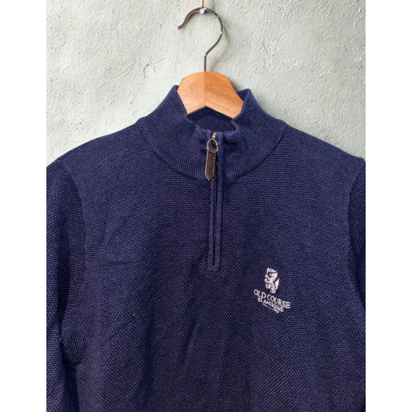 Glenmuir Old Course St Andrews 1/4 Zip Golf Pullover Sz. S Blue Premium Cotton
