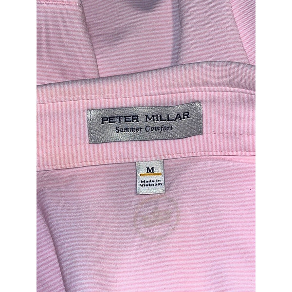 Peter Millar Lord Abbett Polo Mens M Summer Comfort Jubilee Stripe Pink NWT