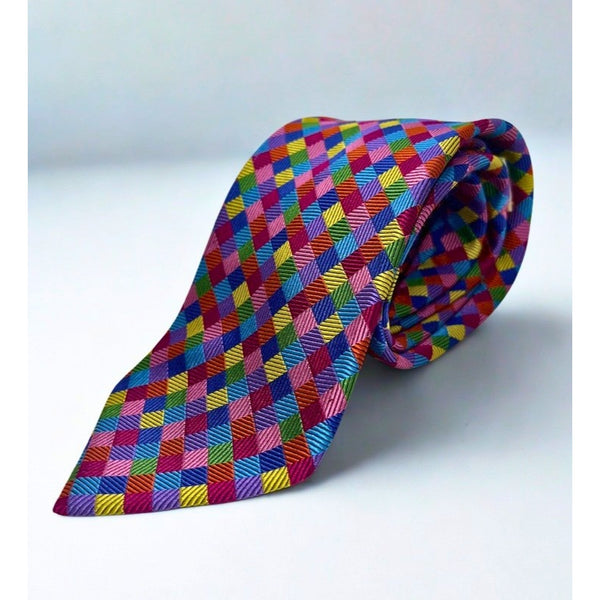 Seigo Katsuragawa Silk Tie Limited 4 of 8 Handmade Japan Multicolor Geometric