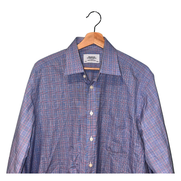 Charles Tyrwhitt Dress Shirt Non Iron Classic Fit Check Plaid Men's 16/34