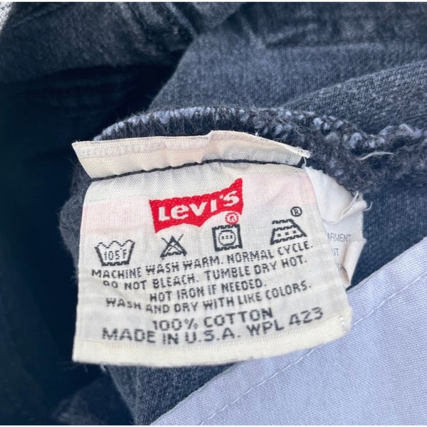 Levi's 501 Jeans USA Made Black Faded Denim Button Fly 28x30 1997 Vintage