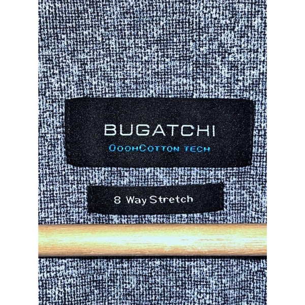 Bugatchi OoohCotton Tech Shirt XL Gray 8 Way Stretch Short Sleeve Button Up NWOT