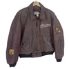 DKNY Jeans Vintage Leather Bomber Jacket Brown American Motor Patches Sz S