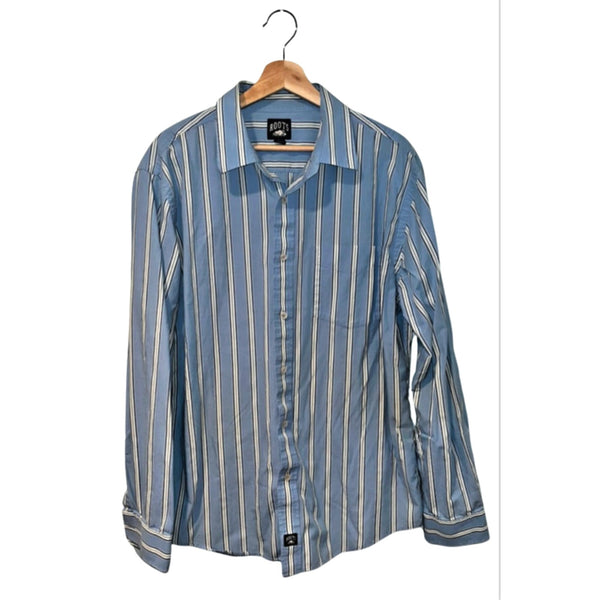 Roots Multi Colored Striped Button Up Shirt Mens Sz. XL Blue EUC