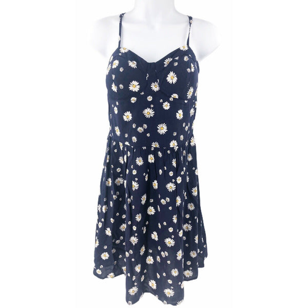 Love Fire Dress Women XL Blue Floral Daisy Sleeveless NWT