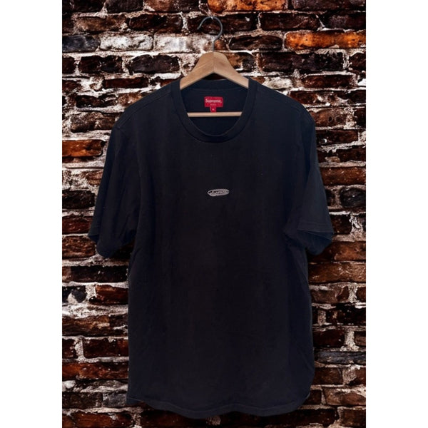 Supreme Oval Top Black T-Shirt Men's XL SS23 Embroidered Logo Made in Portugal